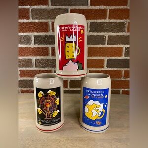 OKTOBERFEST UNLIDDED STEIN 2001 2002 & 2003‎ OFFICAL RASTAL SIGNED Lot Of 3
